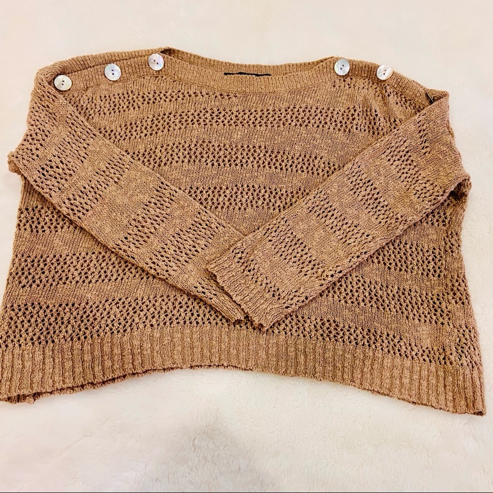 Forever 21 Crochet Style Taupe Top • Size L
